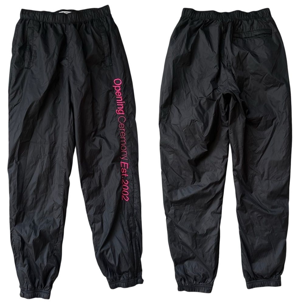Opening Ceremony Black & Pink Logo Embroidered Nylon Trackpants Size XS